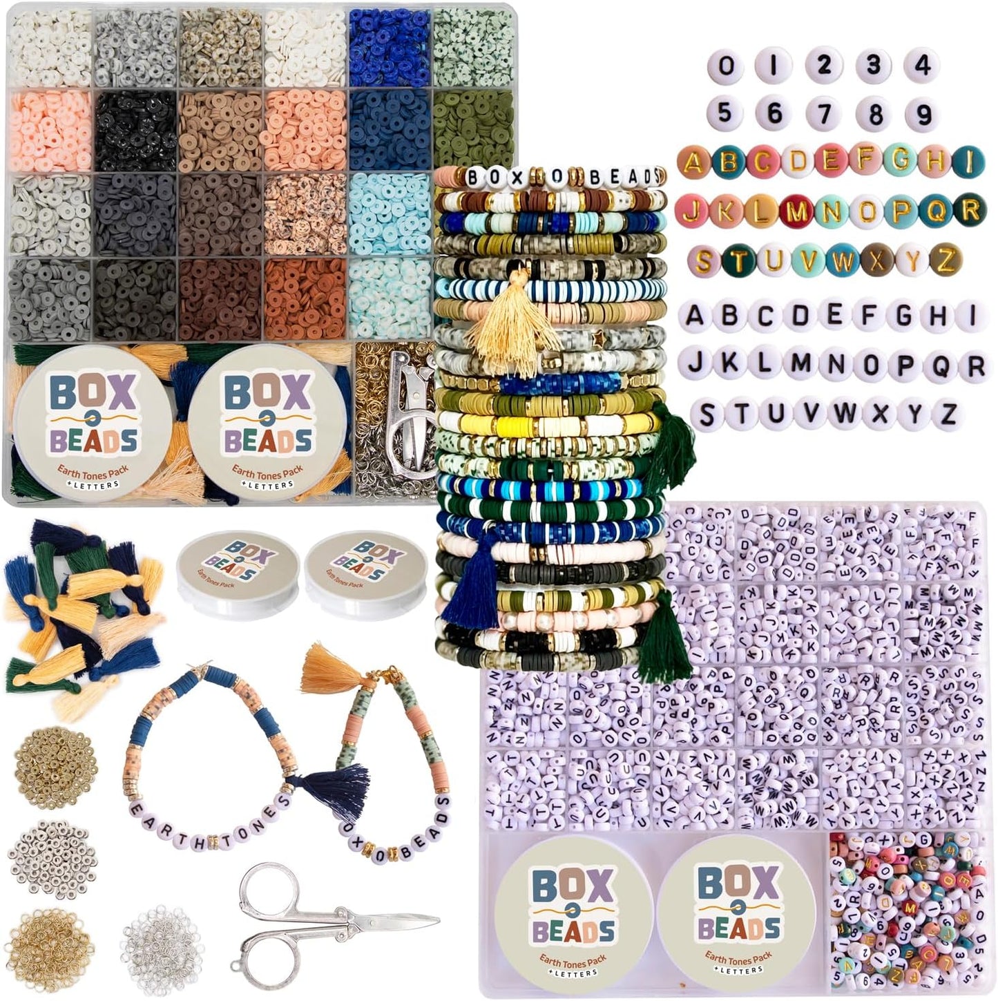 Clay Beads Bracelet Making Kit - 6000 Pcs Polymer Clay Heishi Beads for Jewelry Creation, Ideal DIY Kit for Kids & Teens Ages 8-12, Featuring 24 Earth Tone Colors and 6mm Beads