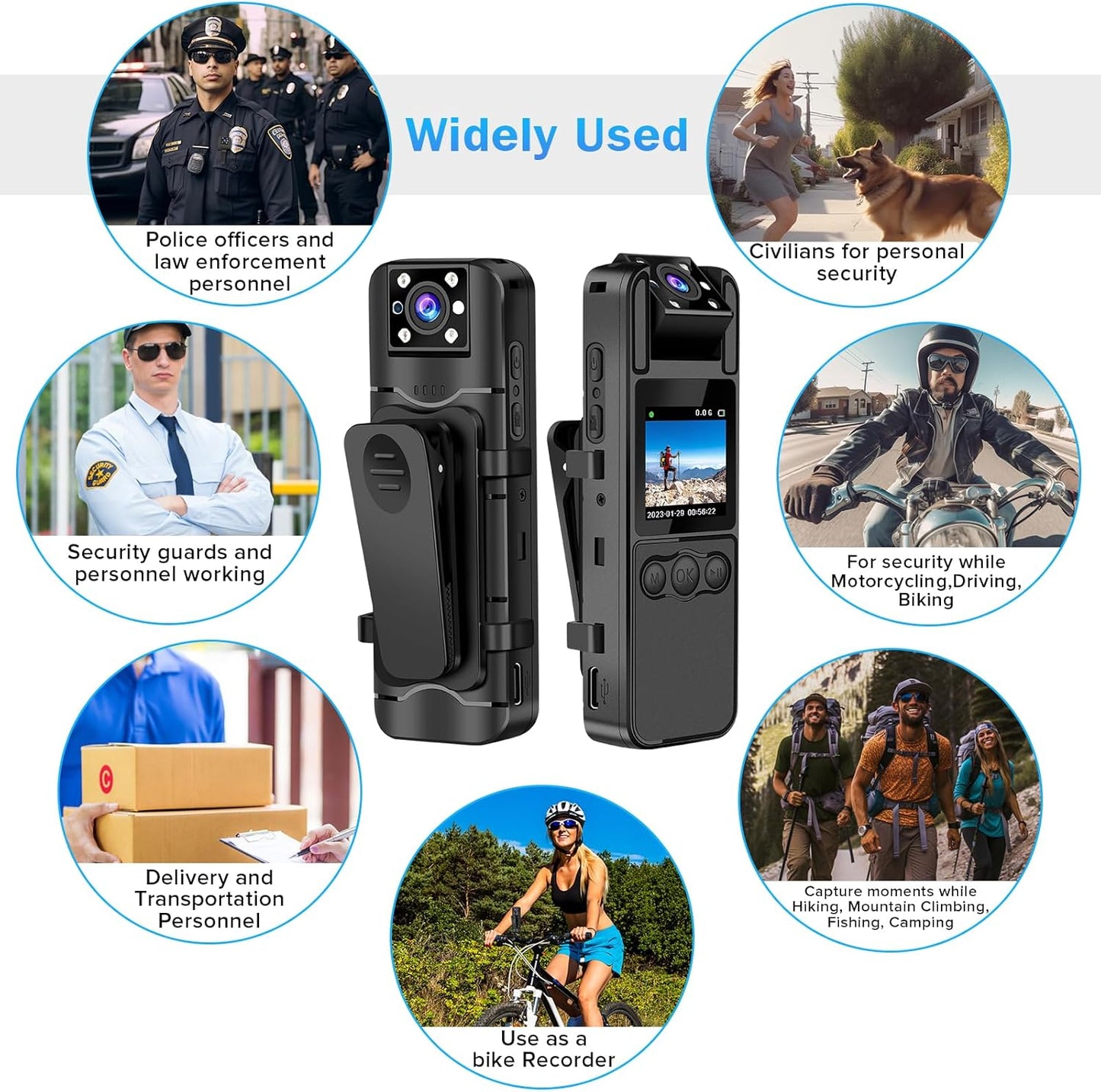 Professional Body Camera with Audio and Video Recording, 6-Hour HD 1296P, 180° Rotating Lens, Night Vision, 64GB Storage, Compatible with iPhone, Android, Mac, and Windows PC