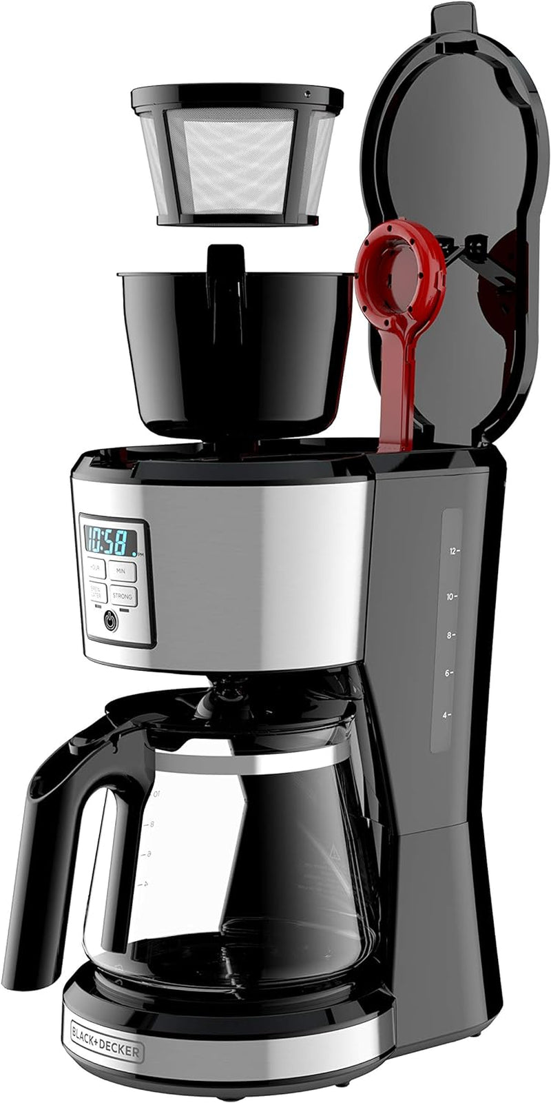 BLACK + DECKER 12 Cup Programmable Coffee Maker in Stainless Steel