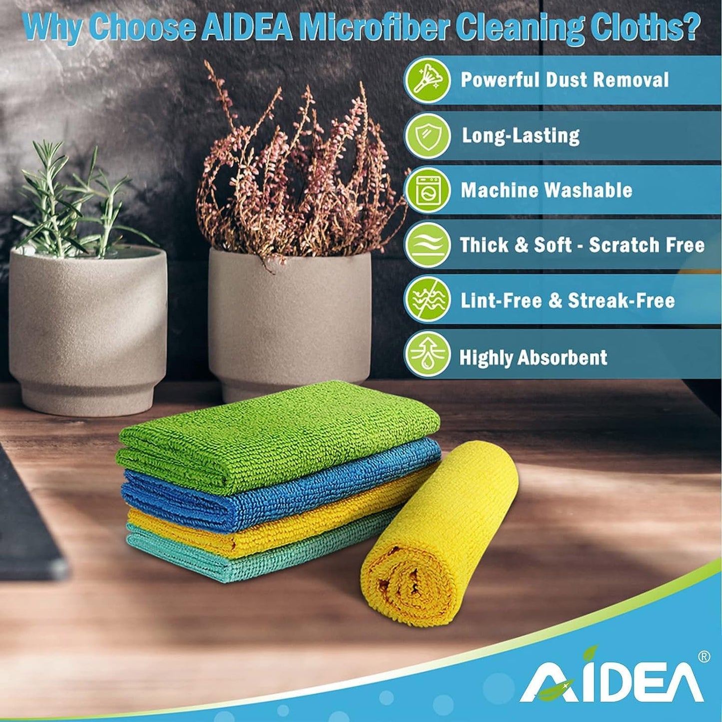 Microfiber Cleaning Cloths - 100 Pack, Versatile Soft Absorbent Rags for Lint-Free Dusting and Cleaning, Ideal for Kitchen, Car, House, and Windows (12" x 12")