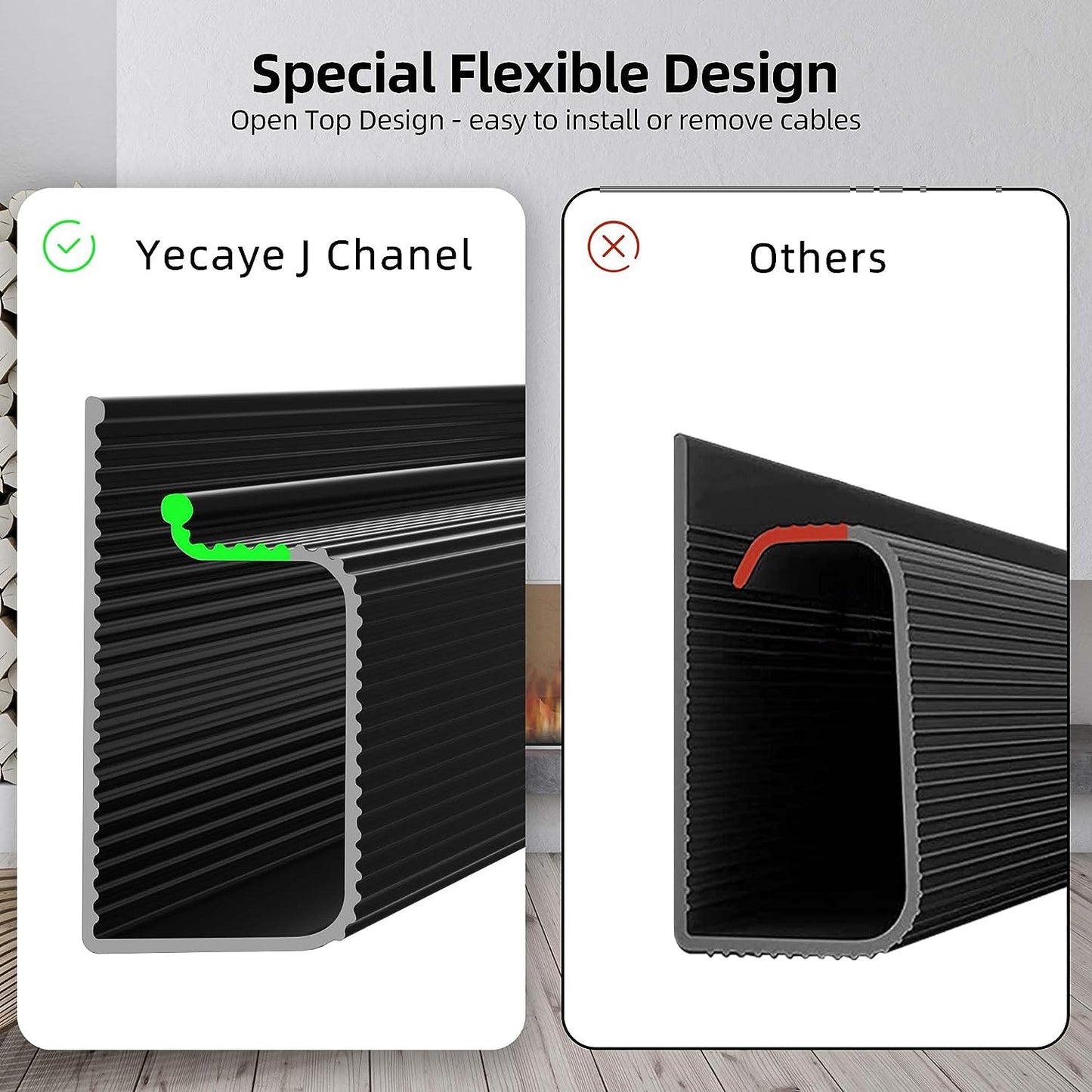 94In Cable Management under Desk - 6X 15.7In Desk Cord Cable Organizer - J Channel Cable Raceway - Computer Wire Management - No Screw No Drill Desk Cable Tray for Office Home - Black