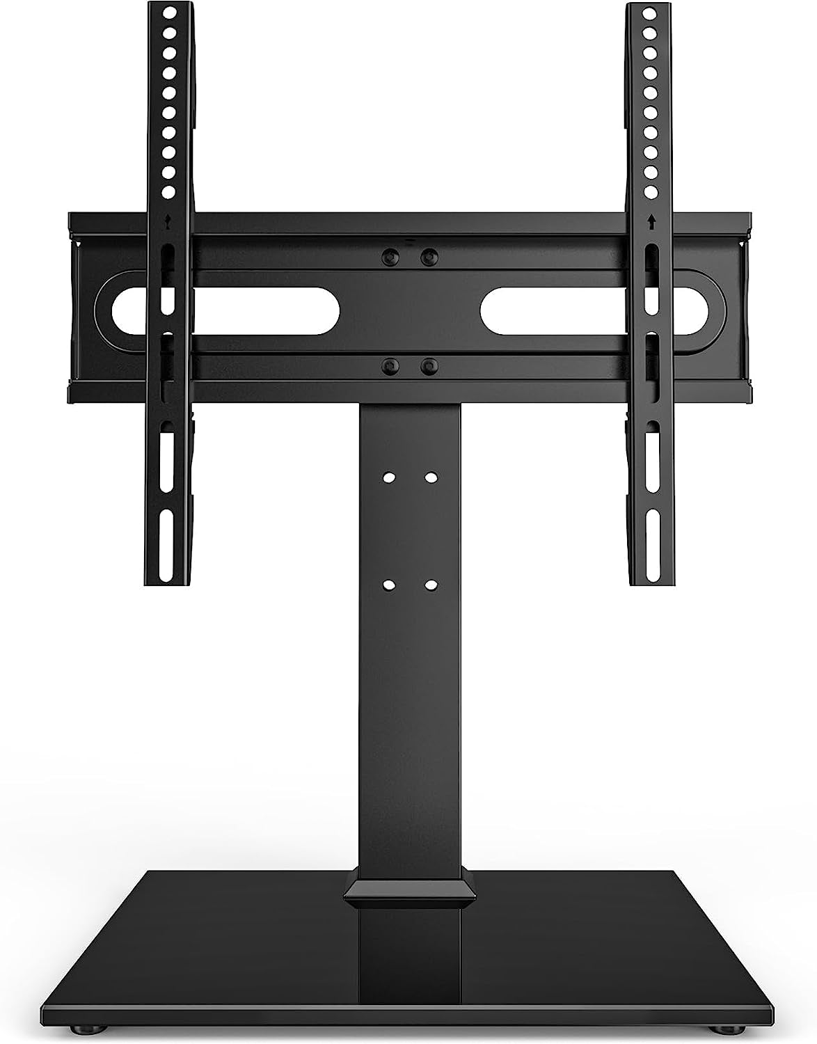 Universal Table Top TV Stand for 27-60 InchTVs - Height Adjustable with Tempered Glass Base and Wire Management, VESA 400x400mm