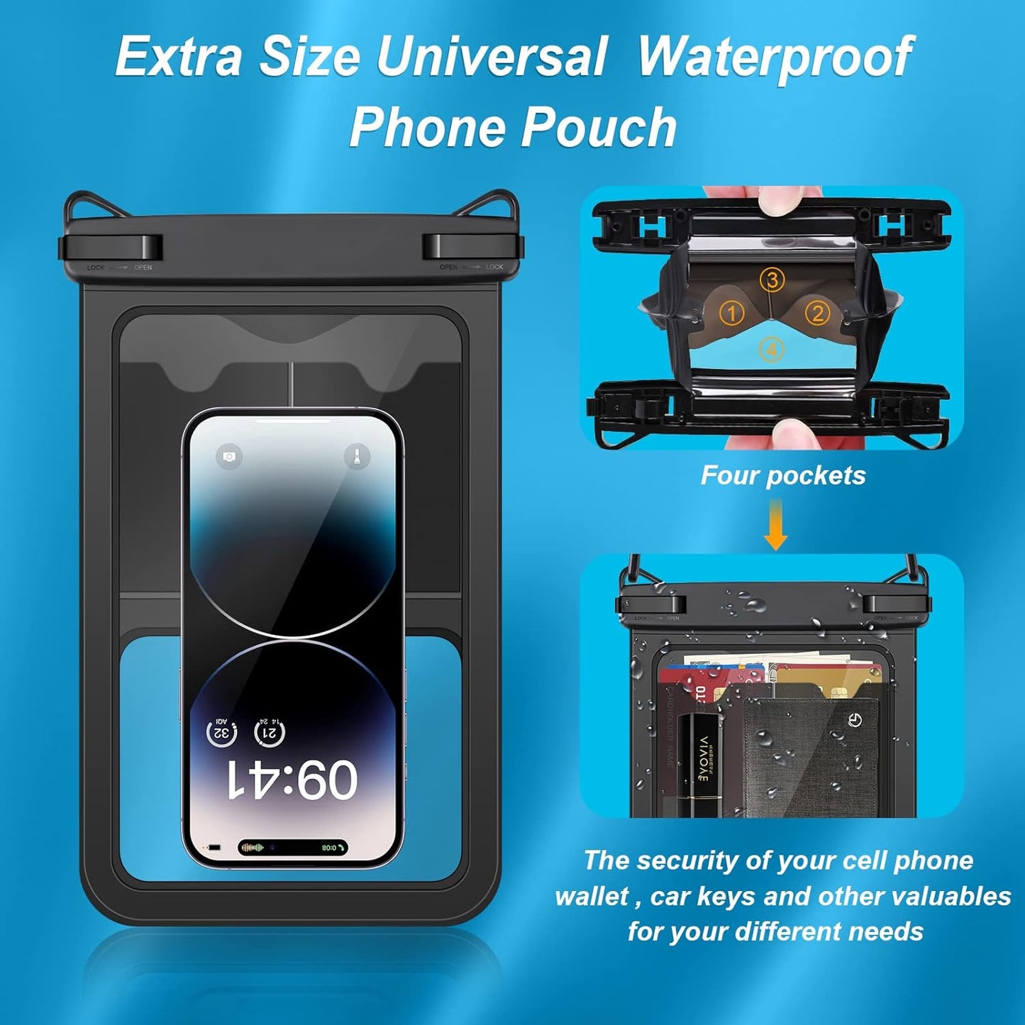 Waterproof Phone Pouch (2-Pack) - Universal IPX8 Phone Case for iPhone, Galaxy S22/S21