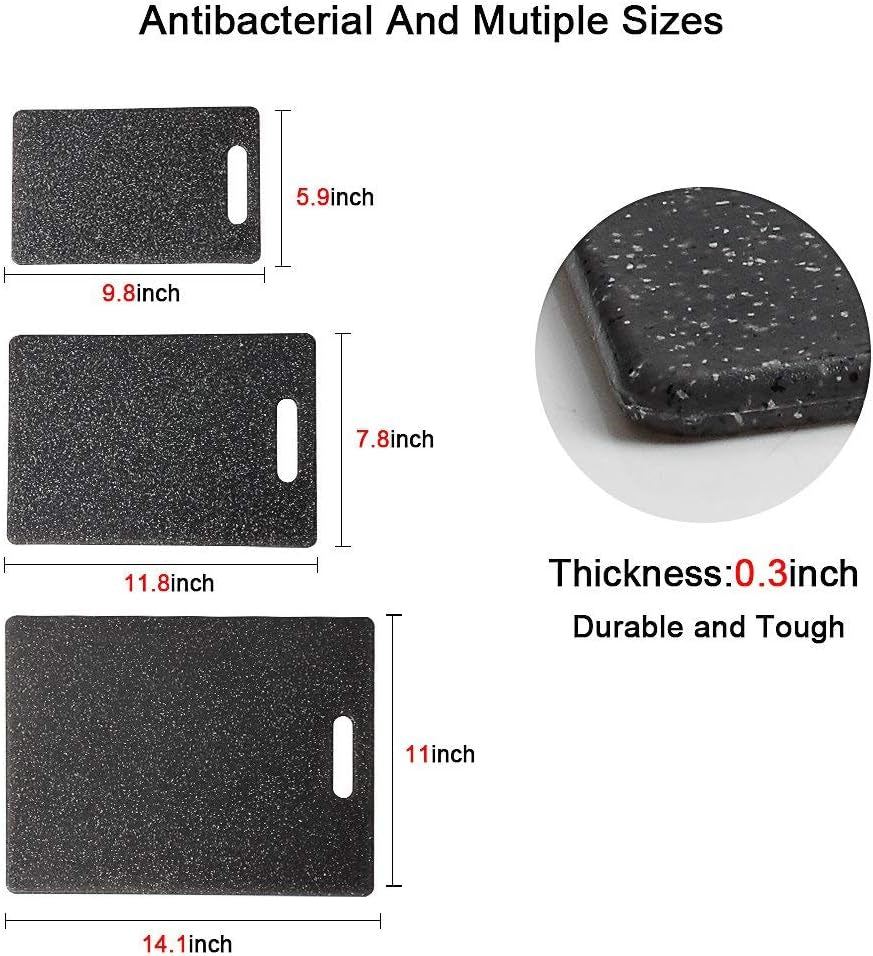 3-Piece Plastic Cutting Board Set with Unique Marble Design - Dishwasher Safe for Meat, Vegetables, and Fruits