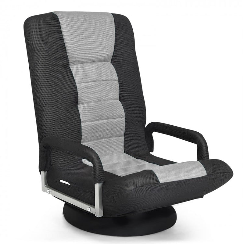 360-Degree Swivel Gaming Floor Chair with Adjustable Backrest and Foldable Design