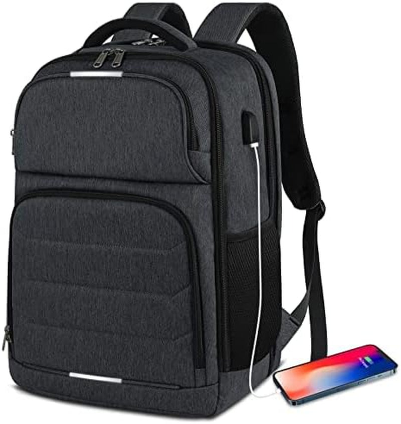 Laptop Backpack 17.3 Inch Travel Backpack TSA Friendly Business Backpack Large Waterproof School Backpack Work Computer Backpacks, Black