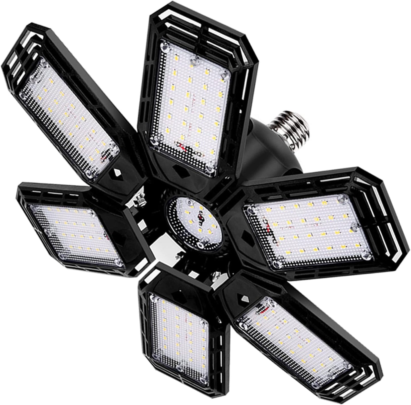 LED Garage Light Bulb 2-Pack - 180W, 18000LM, 6500K with 6+1 Deformable Panels for Garage, Warehouse, Shop, and Basement Use, E26/E27 Compatible