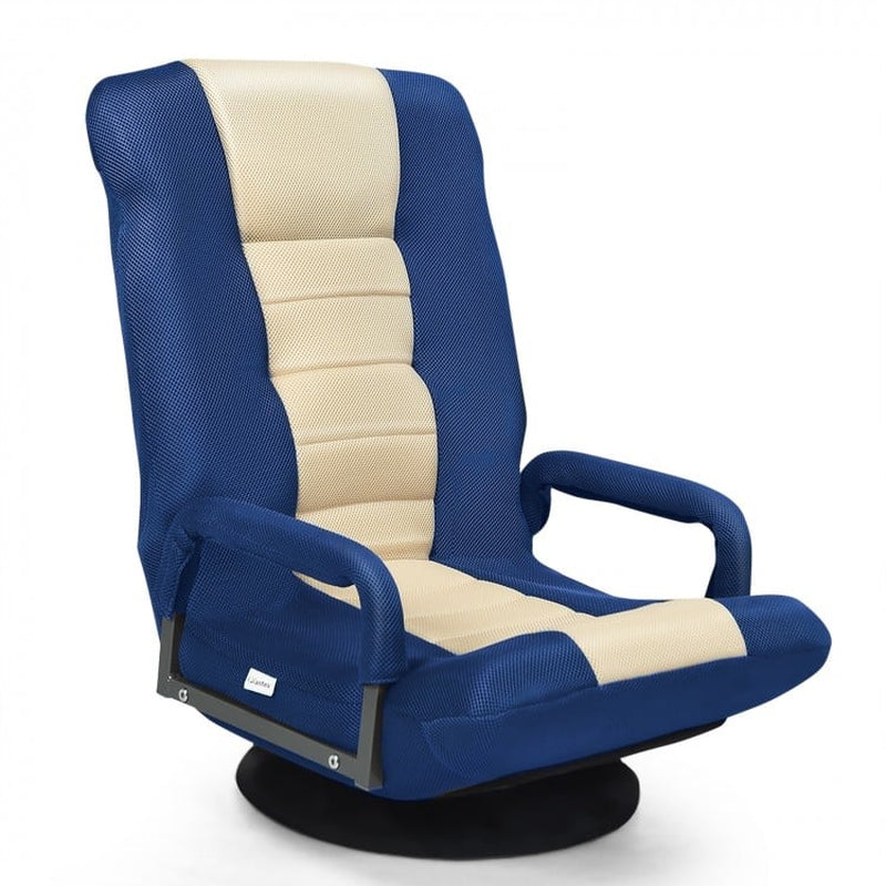 360-Degree Swivel Gaming Floor Chair with Adjustable Backrest and Foldable Design