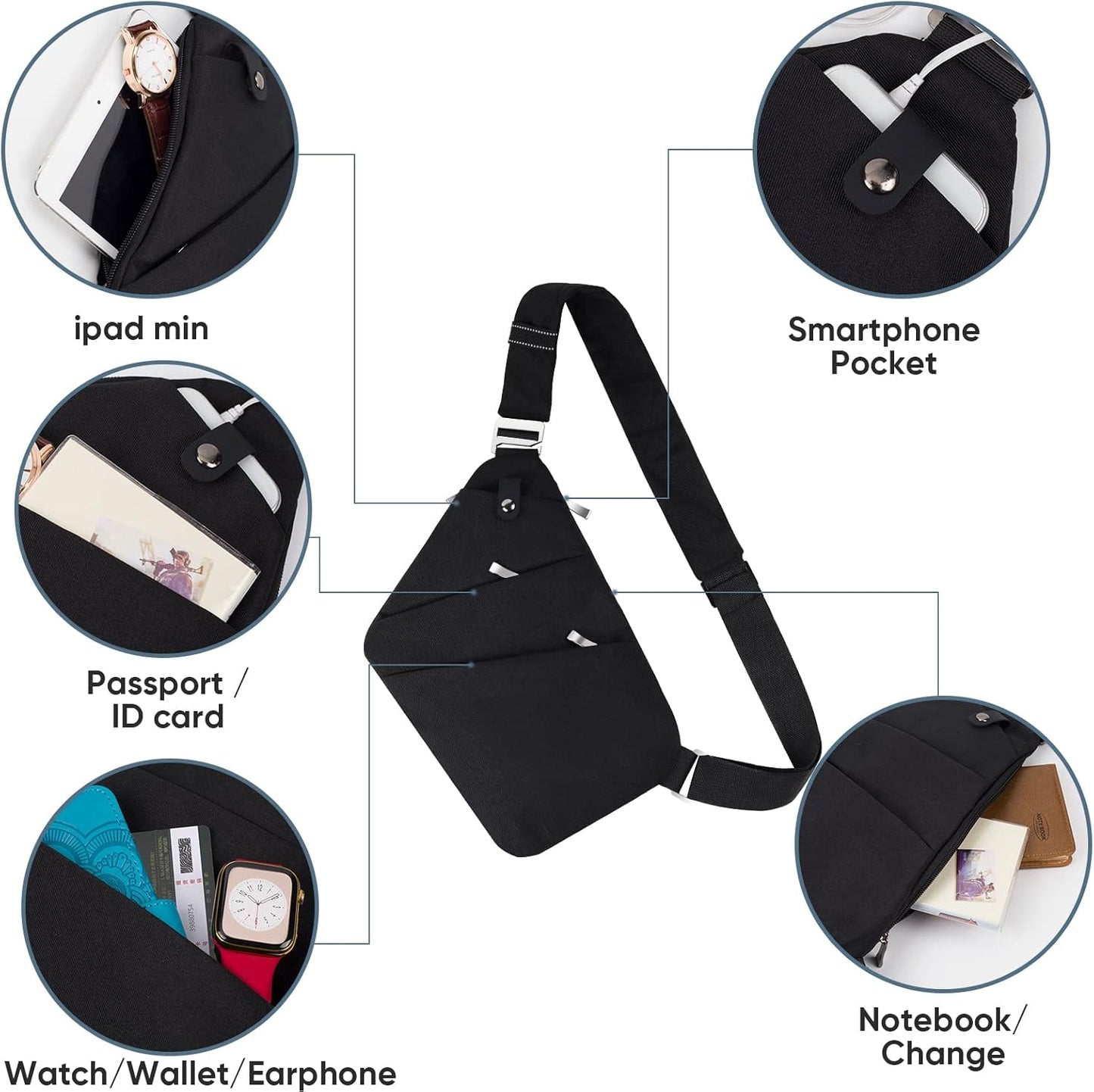 Anti-Theft Crossbody Sling Bag for Men and Women
