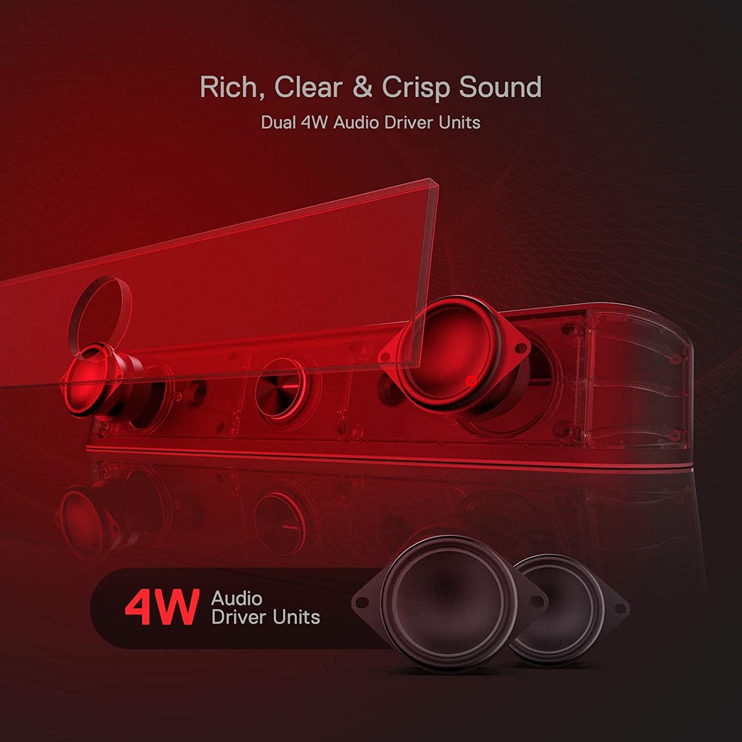 RGB Desktop Soundbar - 2.0 Channel Computer Speaker with Dynamic Audio-Light Sync, Touch-Control Backlit Volume Knob, USB Powered with 3.5mm Cable
