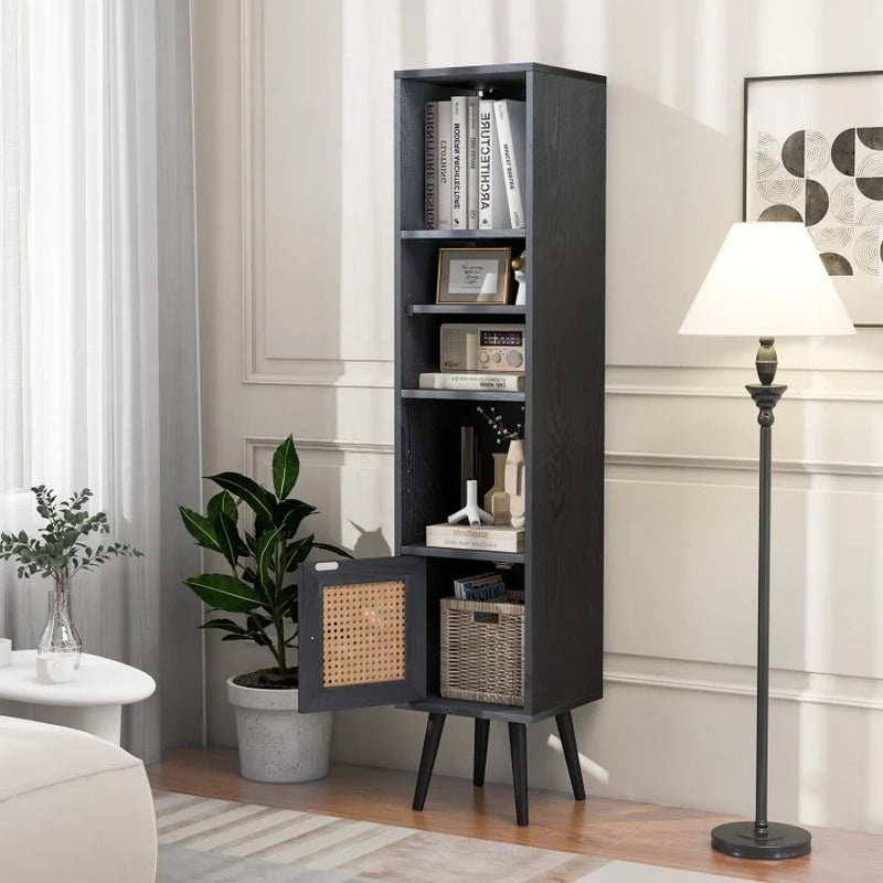 Four-Tier Slim Design Rattan Storage Cabinet