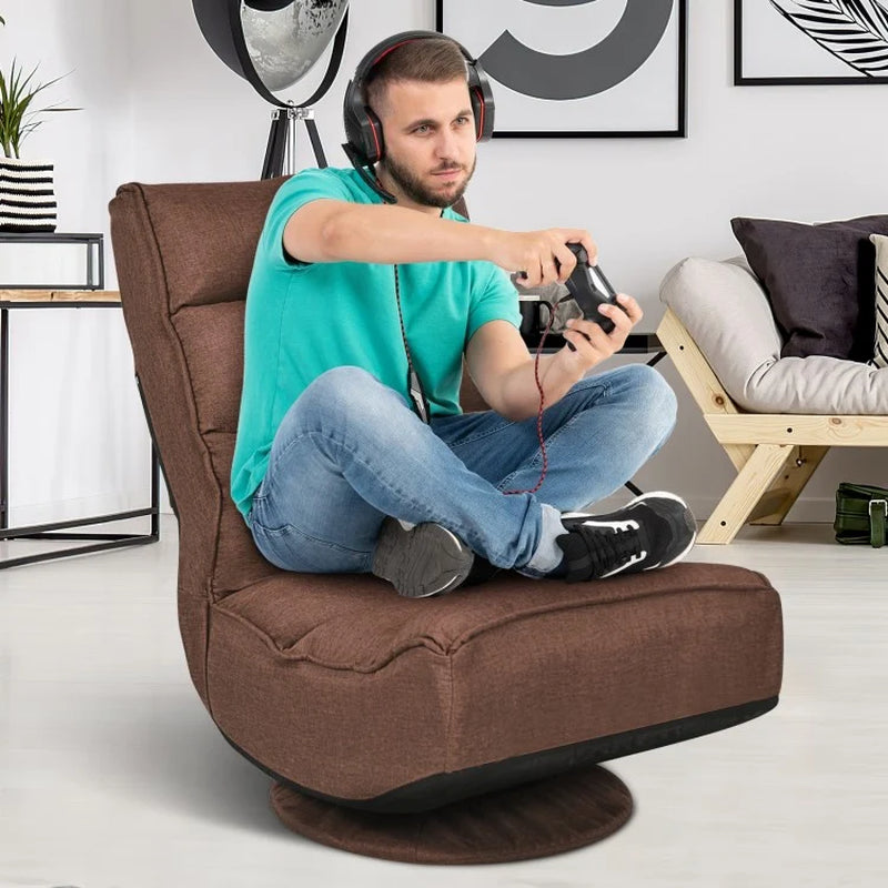 360-Degree Swivel Folding Gaming Chair with Adjustable Backrest