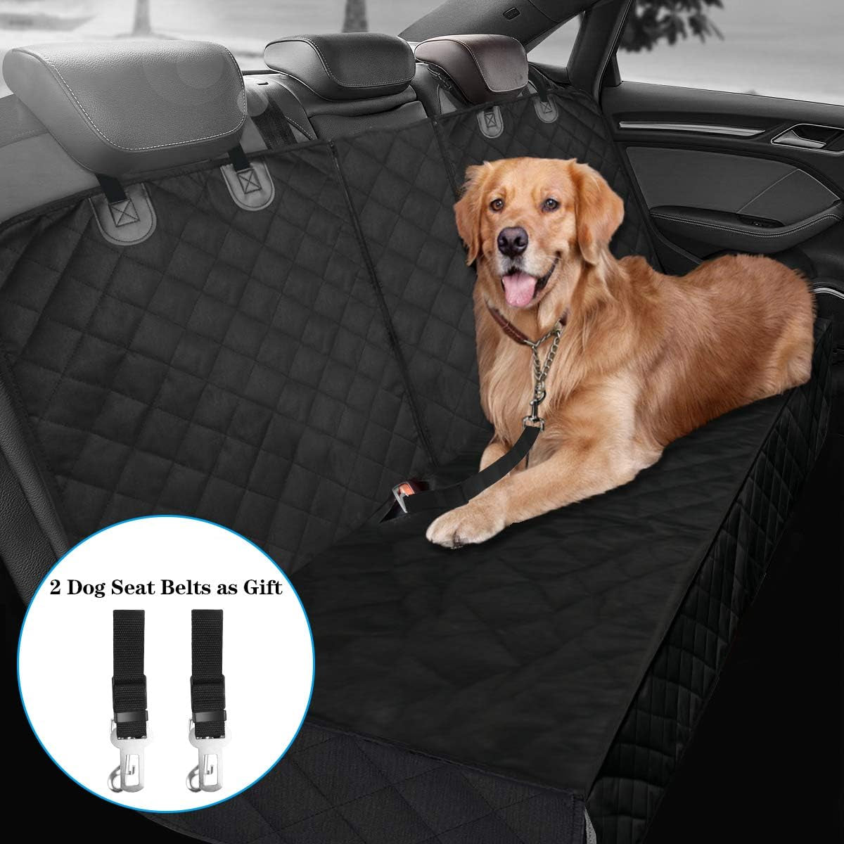 Waterproof Dog Car Seat Cover - Nonslip Bench Protector, Compatible with Middle Seat Belt - Bucket & Bench Styles