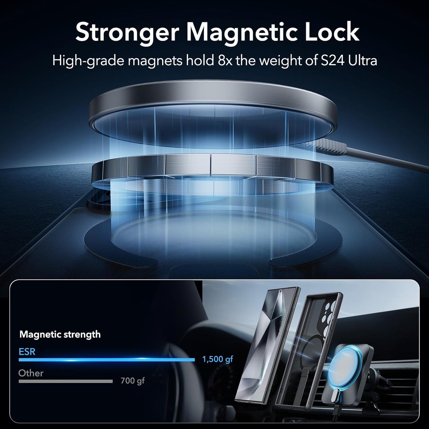 Samsung Galaxy S24 Ultra Case - MagSafe Compatible Magnetic Case - 3 Stand Modes, Drop Protection, and Boost Kickstand - Black