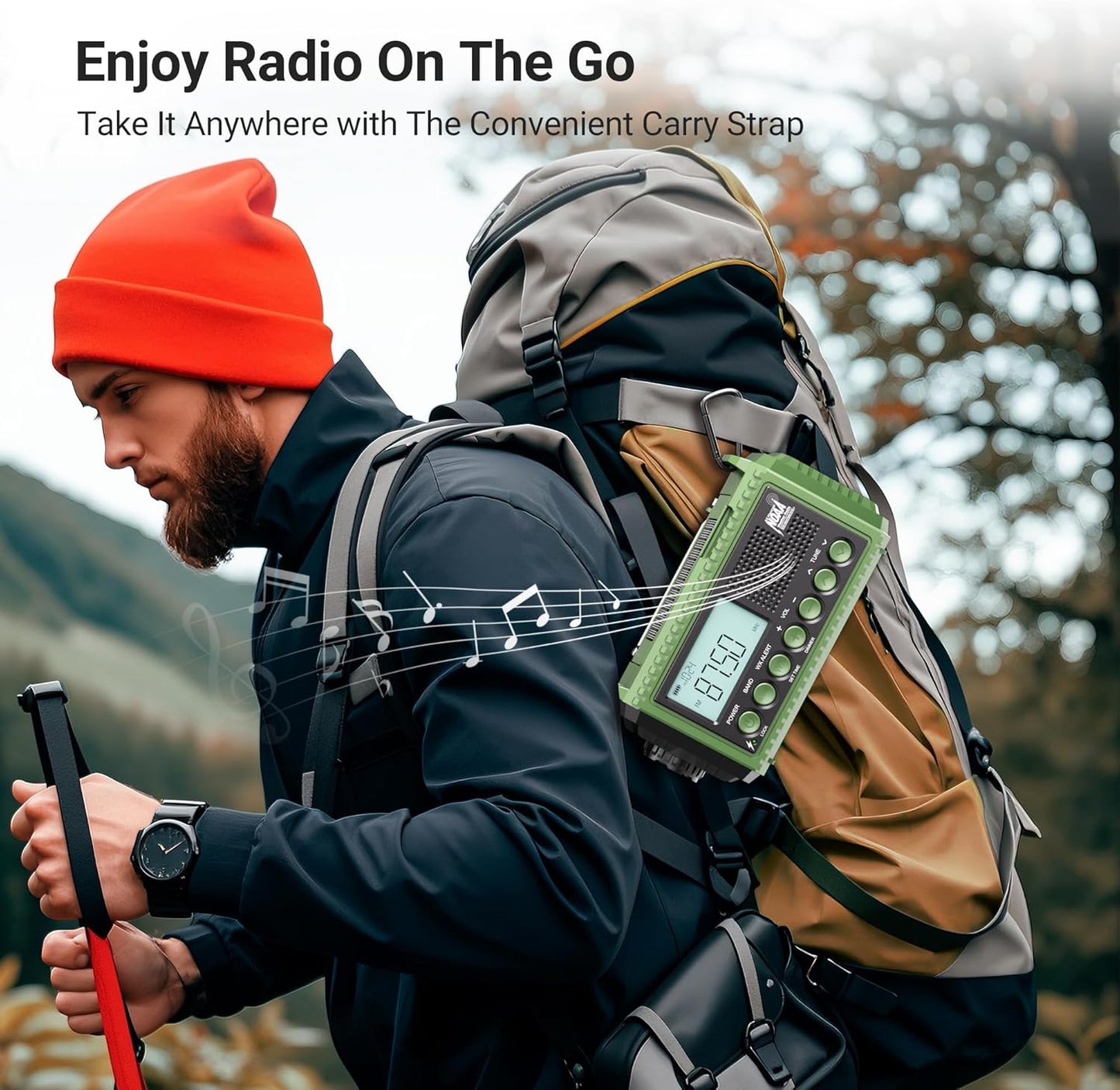 Weather Radio - 12000mAh Rechargeable Emergency Radio - Solar, Hand Crank Power, AM/FM/SW Reception, Flashlight, Reading Lamp, USB Charger, Clock, SOS Alert, Home Outdoor Use
