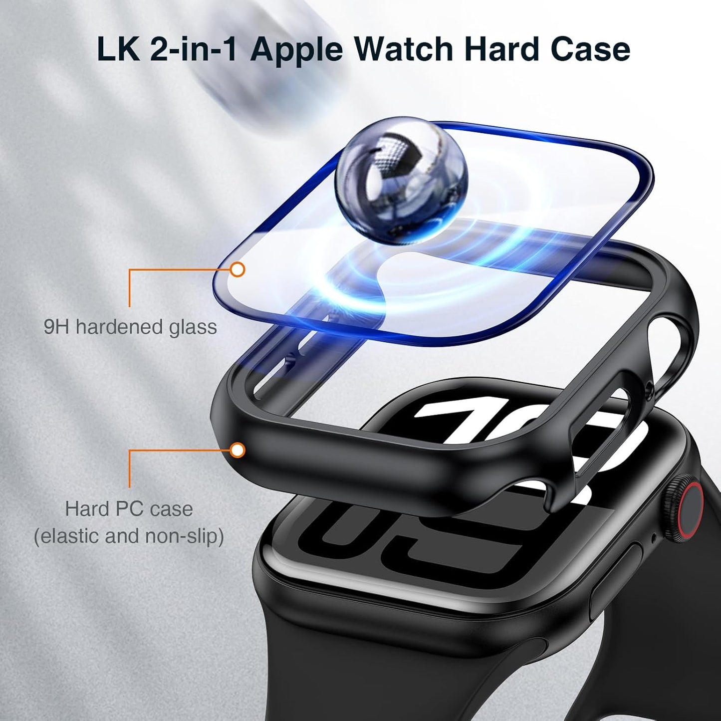 2-Pack Premium Hard PC Case with Tempered Glass Screen Protector for Apple Watch Series 10 (46mm) - Touch Sensitive, HD Ultra-Thin, Full Protective Cover in Black