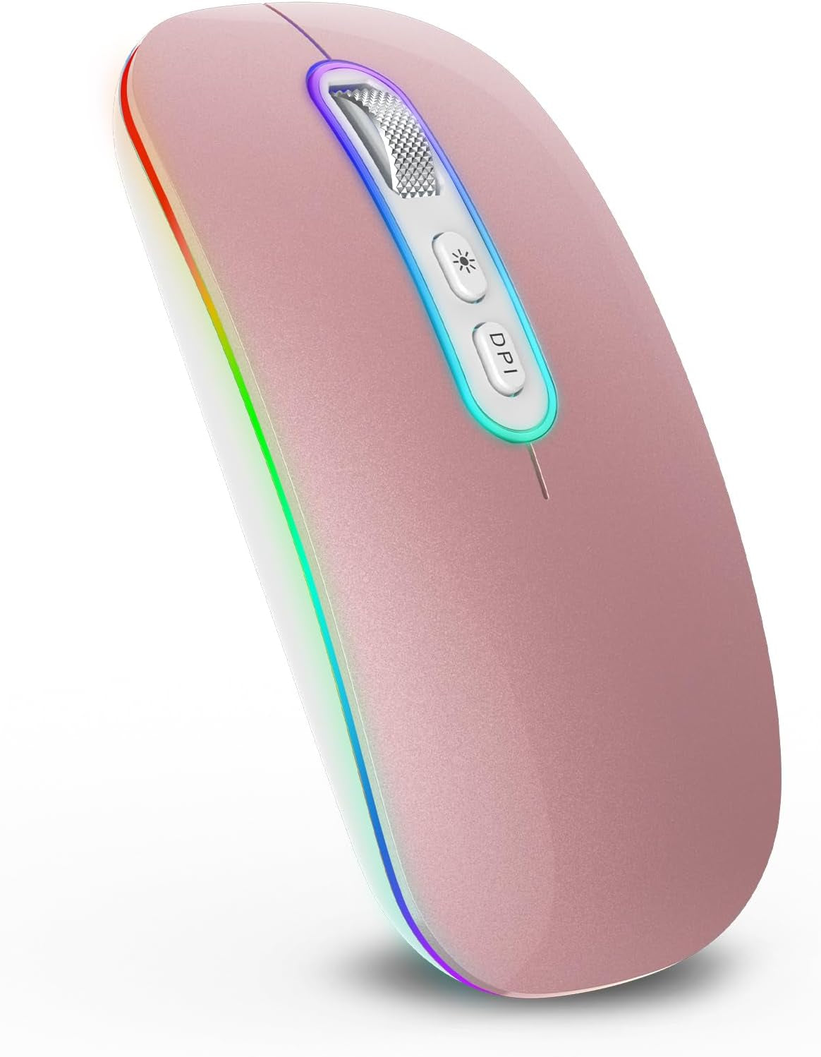 Slim Rechargeable Wireless Bluetooth Mouse with Dual Mode (BT 5.1 + 2.4G) - Portable Silent Cordless Mouse