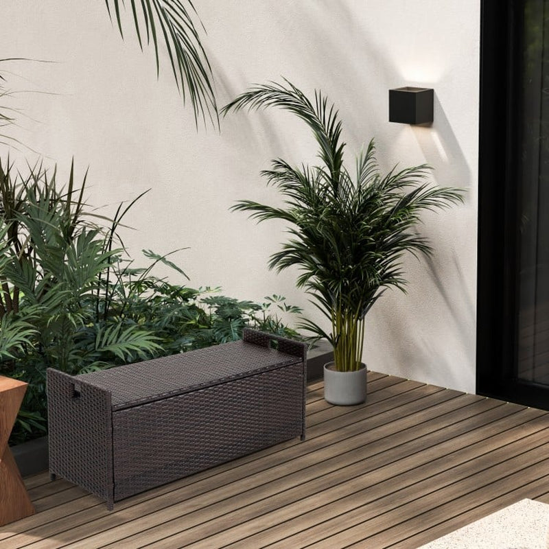 34-Gallon Patio Storage Bench with Cushioned Seat and Zippered Liner