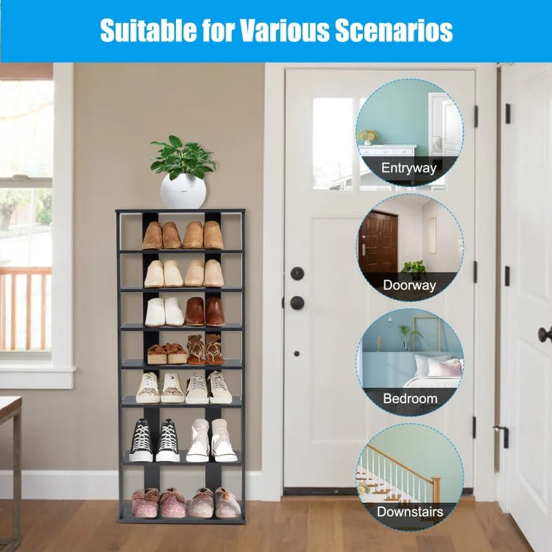 7-Tier Free-Standing Vertical Shoe Rack with Sleek Shelving Storage