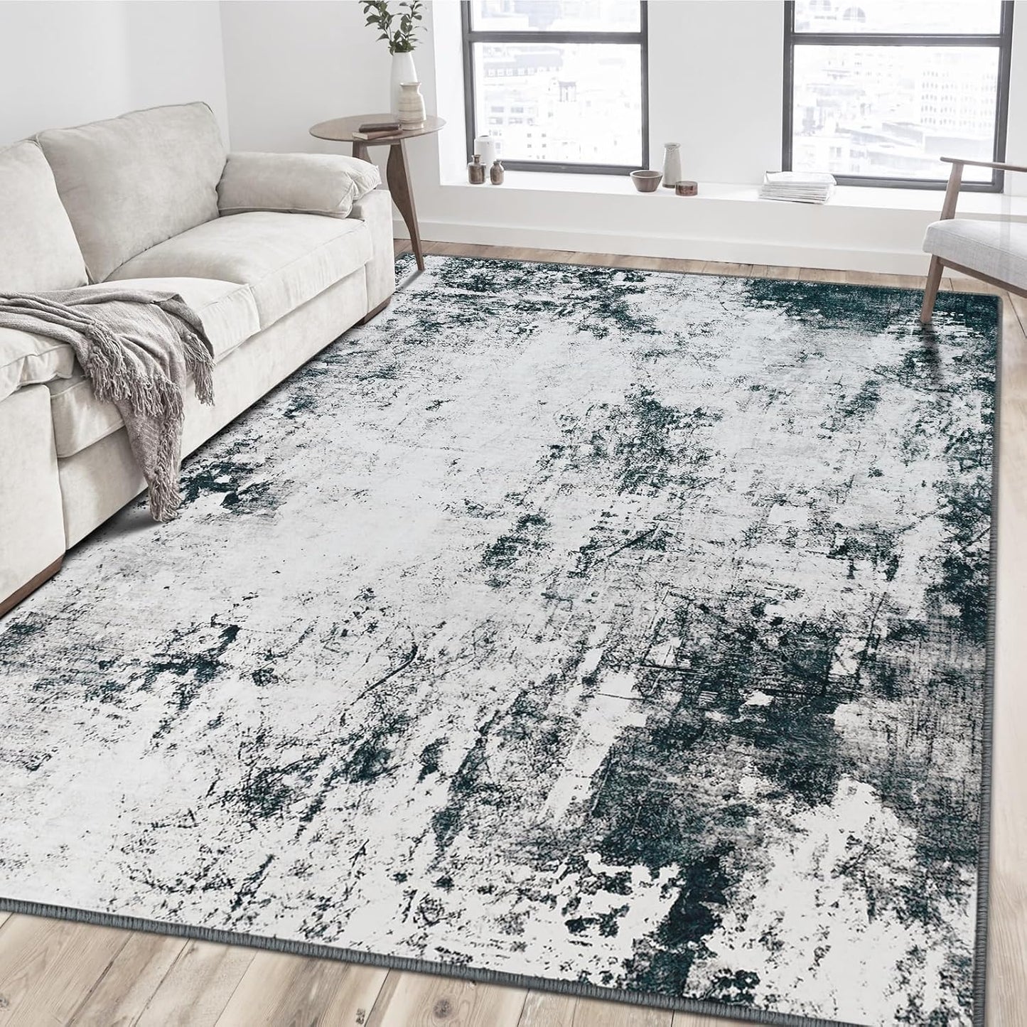 Contemporary Abstract 5x7 Area Rug - Machine Washable, Non-Slip, Stain-Resistant Carpet
