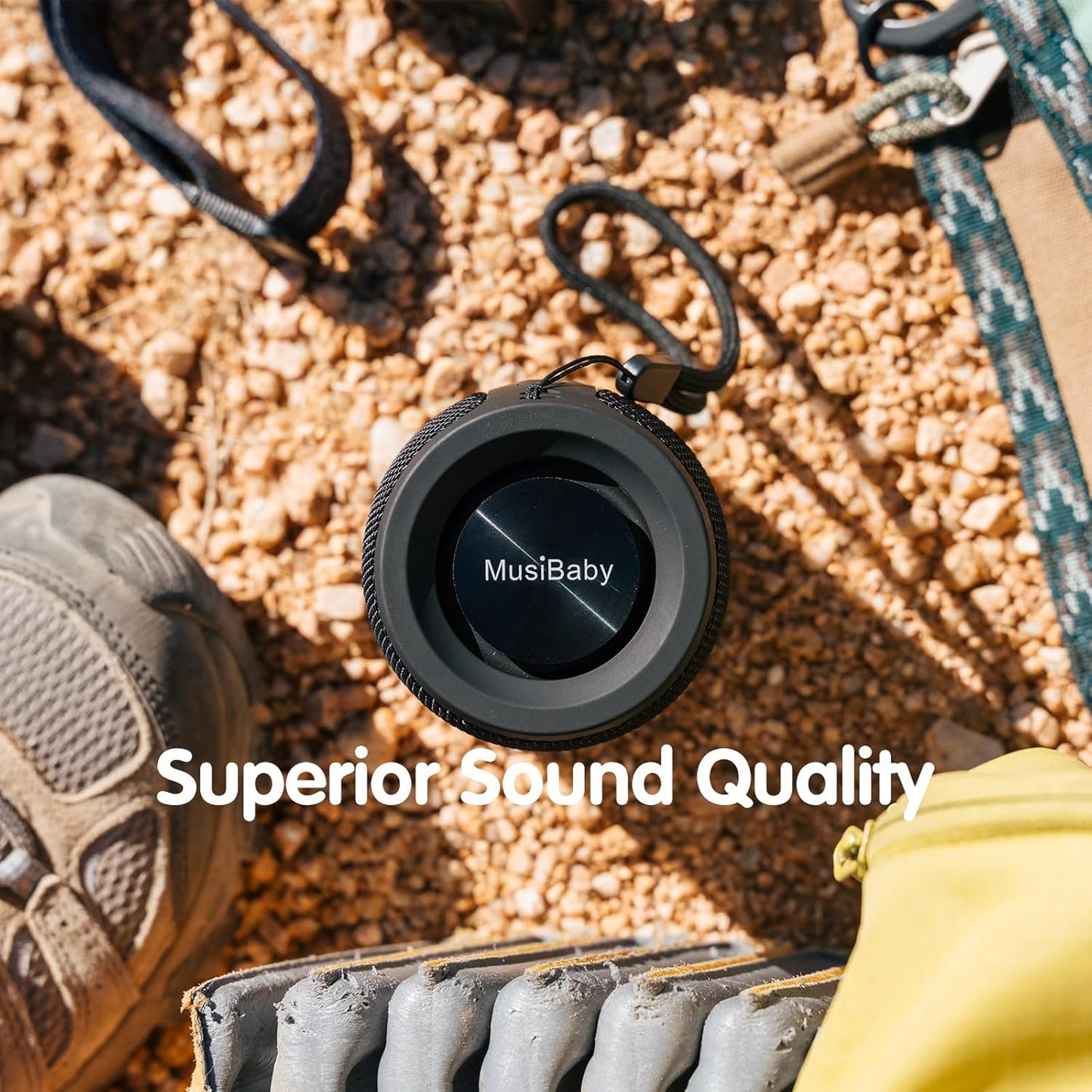 Musibaby Bluetooth 5.0 Wireless Speaker - Portable, Waterproof Outdoor Speaker with Dual Pairing, Loud Stereo Sound, Booming Bass, and 1500 Minutes Playtime for Home and Party (Black)