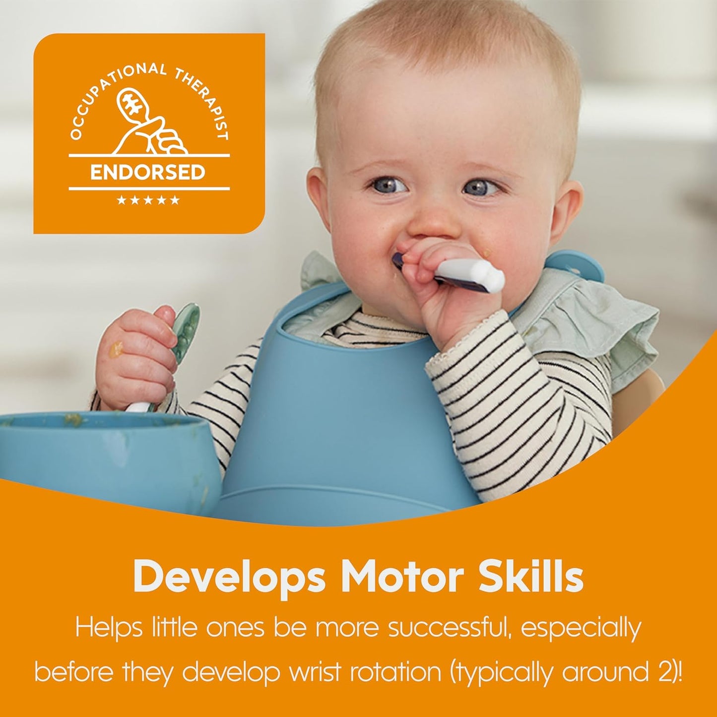 Pre-Spoons Baby Spoon Set (Stage 1 & 2) | BPA-Free Silicone Self-Feeding Utensils | Suitable for Ages 6+Months