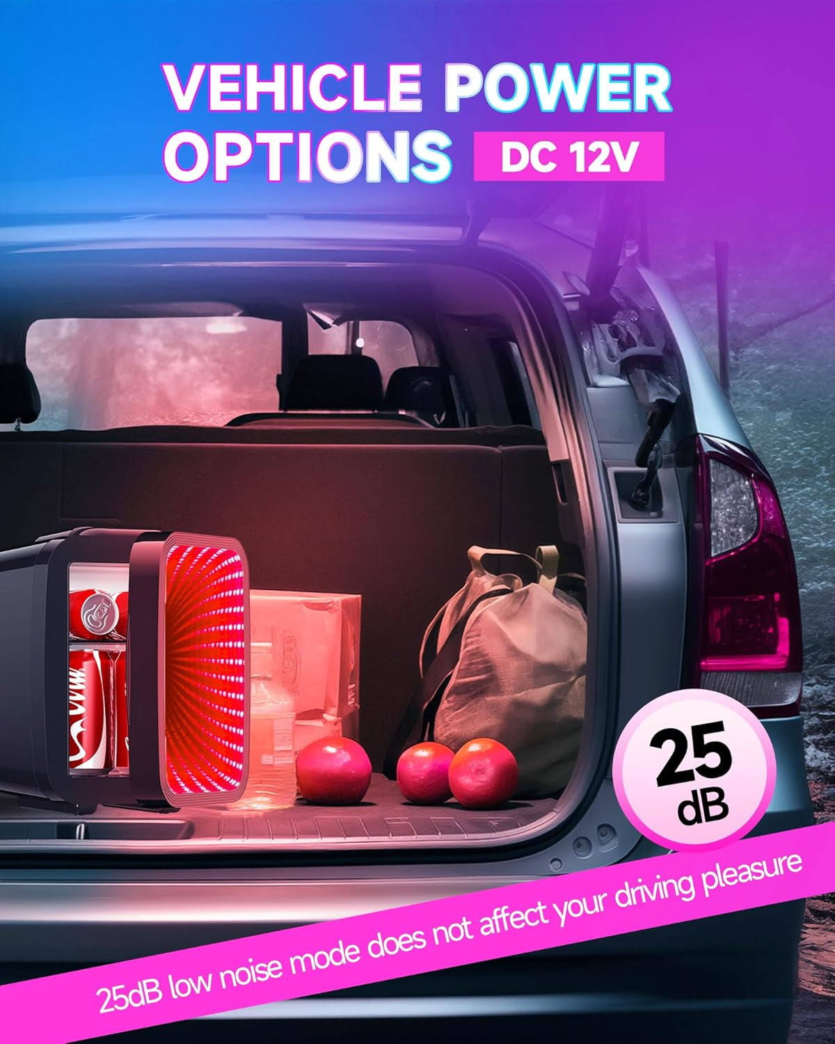 4-Liter Portable Mini Fridge with Dimmable LED Light - Thermoelectric Cooler and Warmer for Bedroom, Office, Gaming Room, and Car (Black)