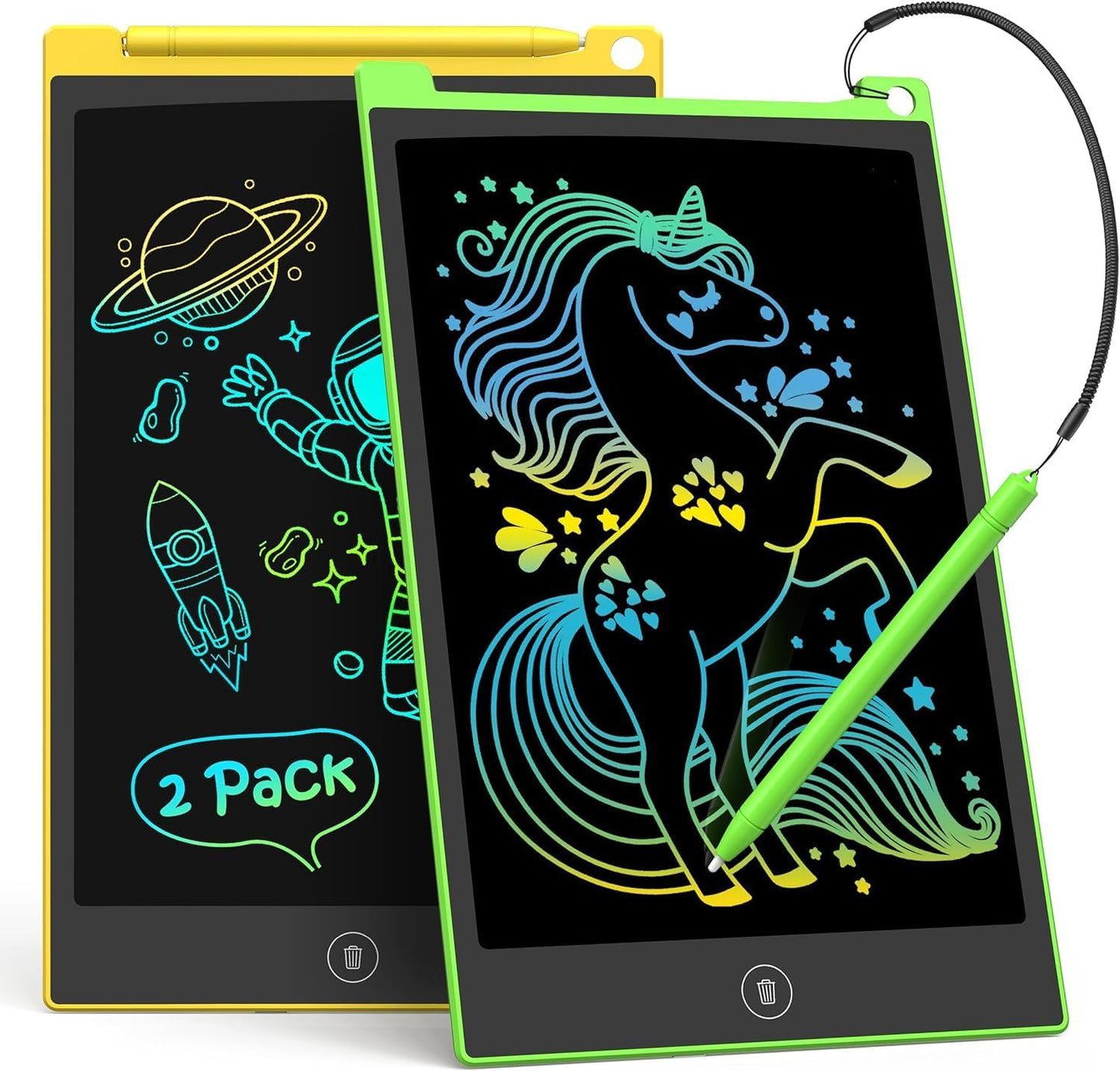 Dual Pack 8.5-Inch LCD Writing Tablet - Colorful Doodle Board for Children, Ideal Travel Activity and Learning Toy for Ages 3+