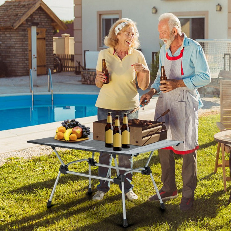 Heavy-Duty Aluminum Camping Table with Carrying Bag, Foldable Design