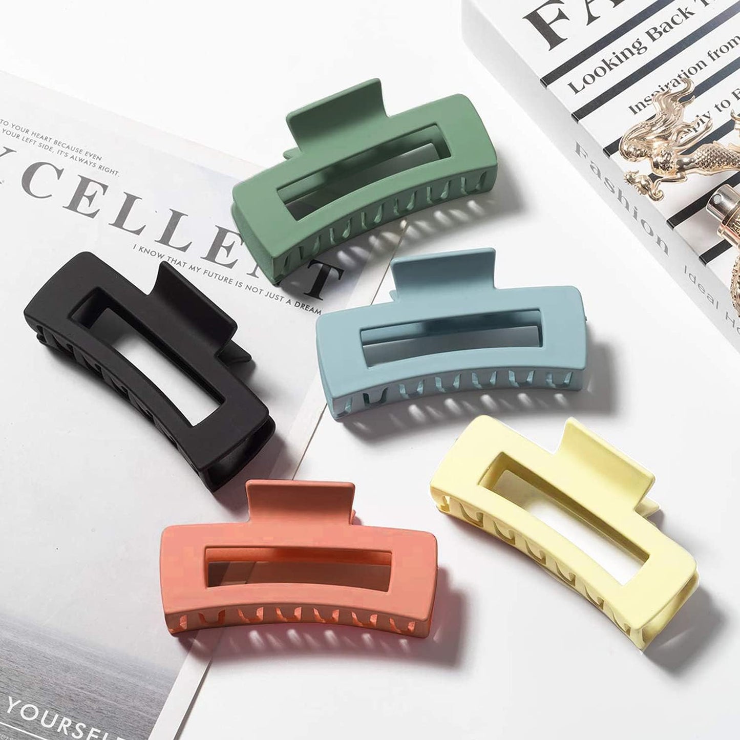 Set of 5 Non-Slip Large Hair Claw Clips for Strong Hold - Fashionable Hair Styling Accessories for Women