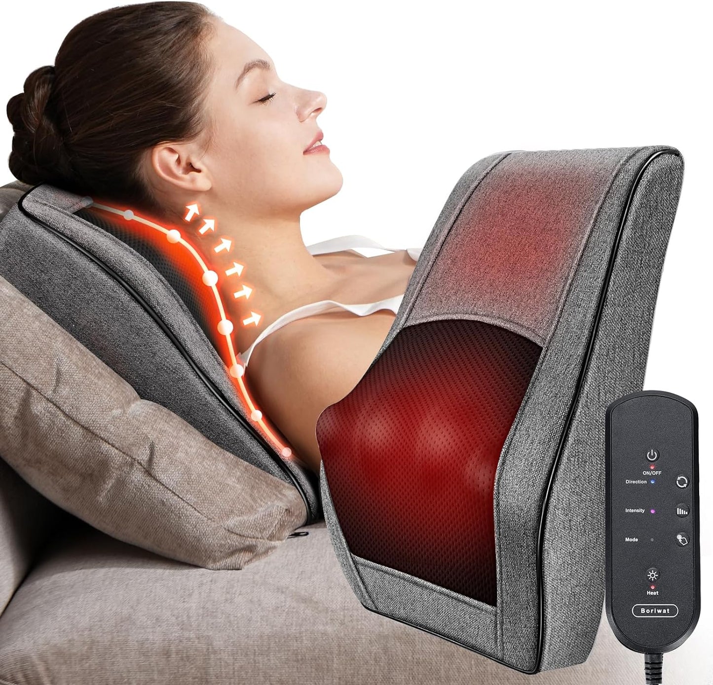 Neck and Back Massager with Heat - Therapeutic Massage Pillow for Pain Relief, Ideal for Home, Office, and Travel
