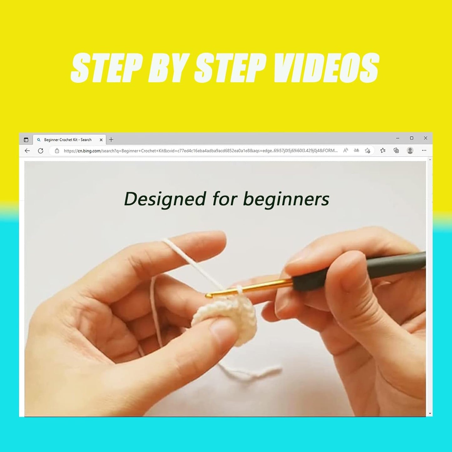 Beginner Crochet Animal Kit - 3-Piece Set with Step-by-Step Instructions and Video Tutorials for Kids and Adults
