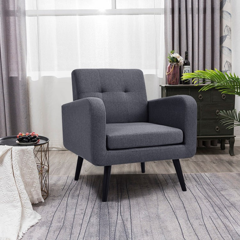 Contemporary Upholstered Accent Chair with Rubberwood Legs