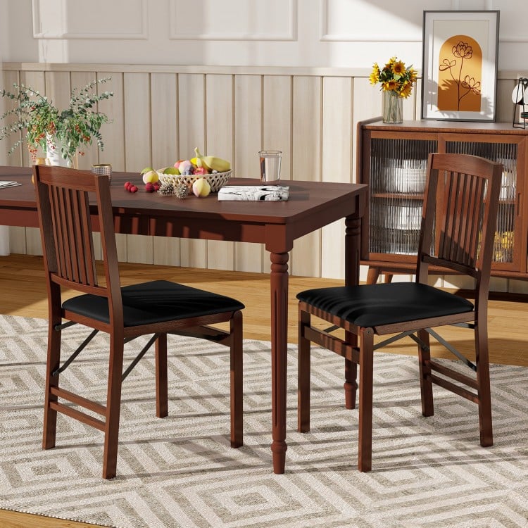 Set of 2 Upholstered Foldable Kitchen Chairs with Padded Seating