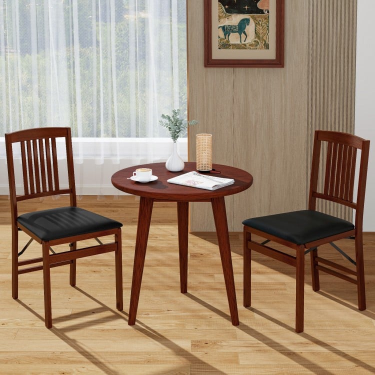 Set of 2 Upholstered Foldable Kitchen Chairs with Padded Seating