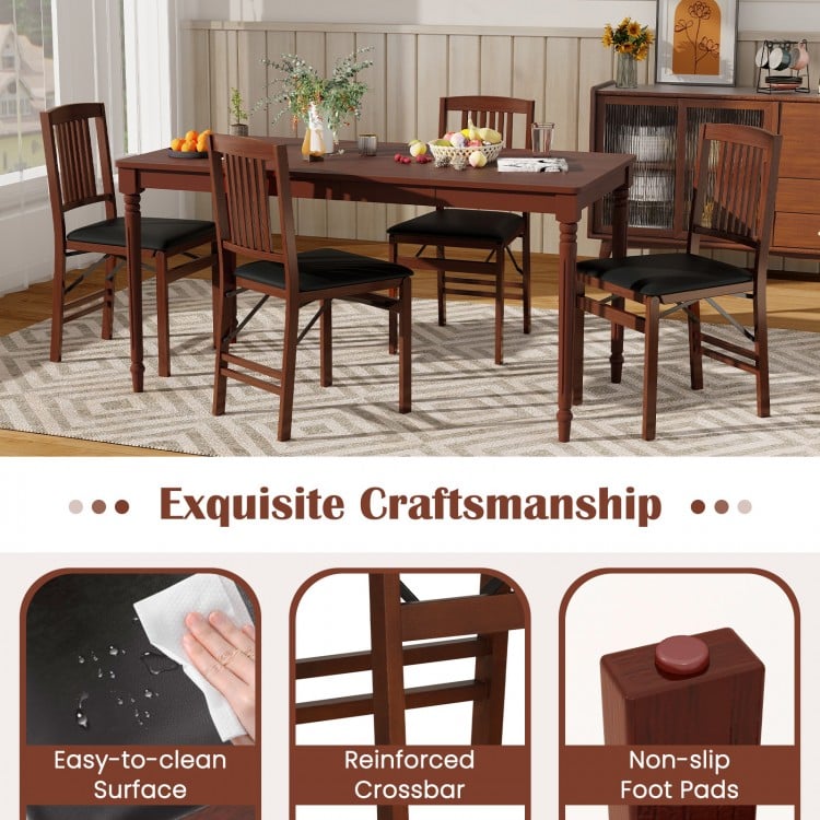 Set of 2 Upholstered Foldable Kitchen Chairs with Padded Seating