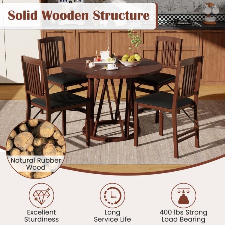 Set of 2 Upholstered Foldable Kitchen Chairs with Padded Seating