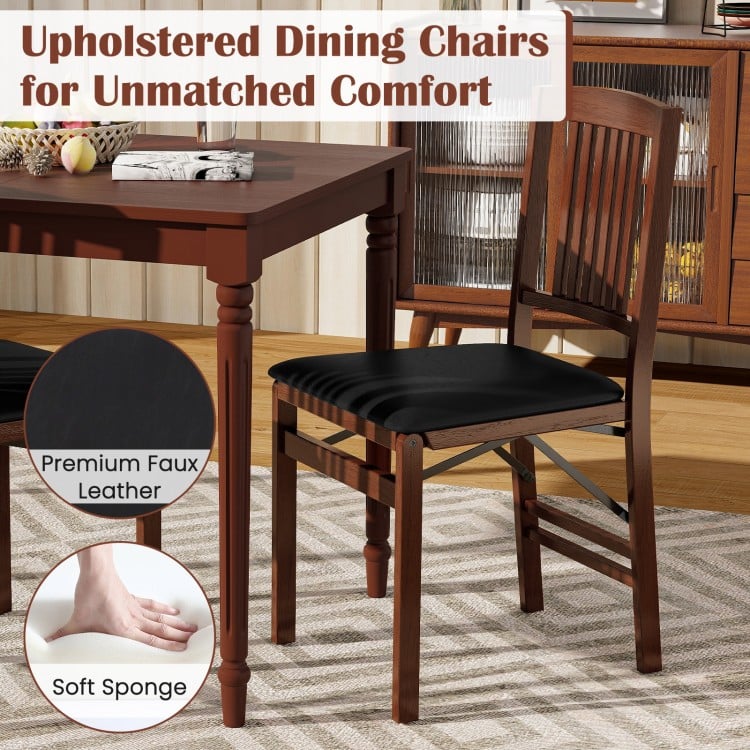 Set of 2 Upholstered Foldable Kitchen Chairs with Padded Seating