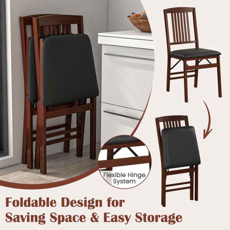 Set of 2 Upholstered Foldable Kitchen Chairs with Padded Seating