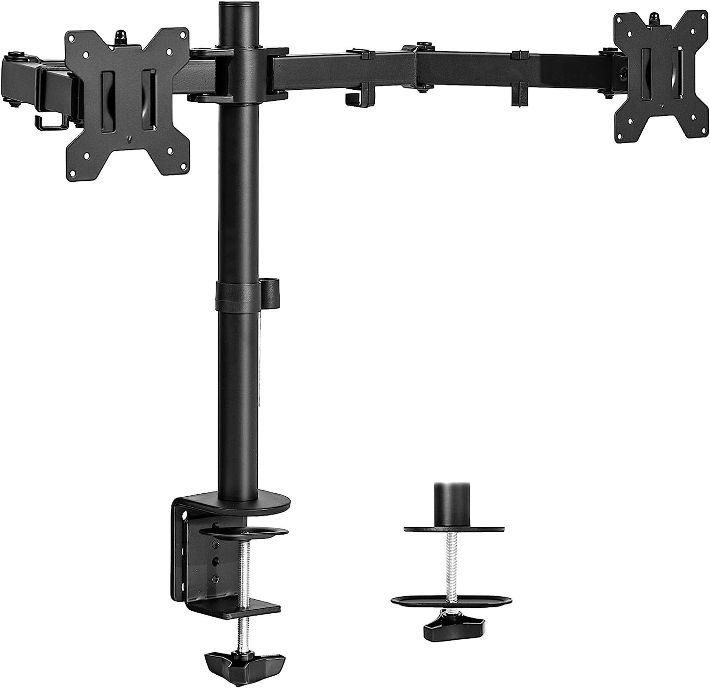 Dual Monitor Desk Mount, Heavy Duty Fully Adjustable Stand, Fits 2 LCD LED Screens up to 30 Inches, Black, STAND-V002