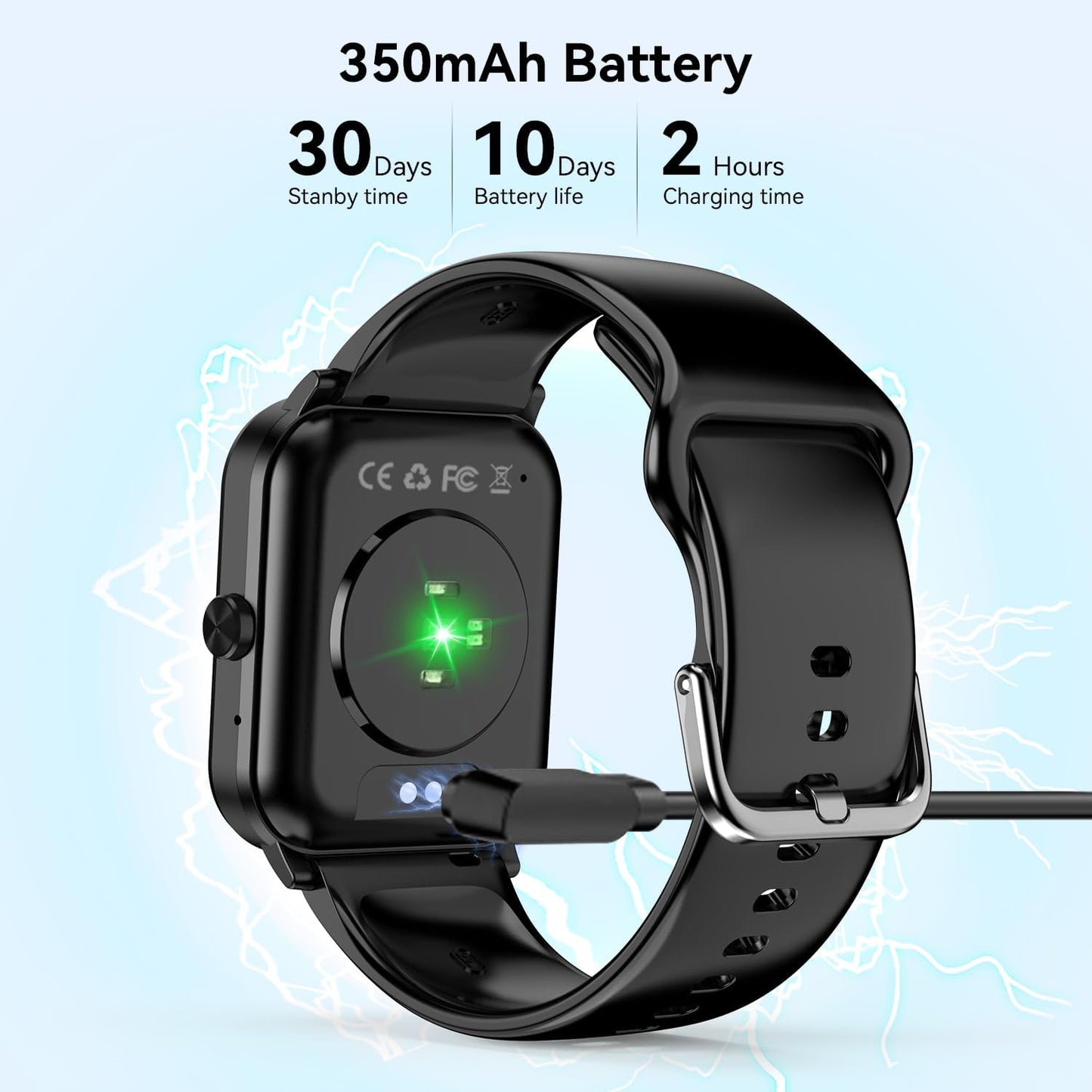 Smart Watch for Men Women with Bluetooth Call, Activity Tracker Compatible with Ios/Android Phones, 1.85" HD Screen Fitness Watch with Heart Rate/Sleep/Spo2 Monitor, 100+ Sports Modes(Black)