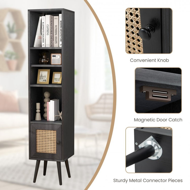 Four-Tier Slim Design Rattan Storage Cabinet
