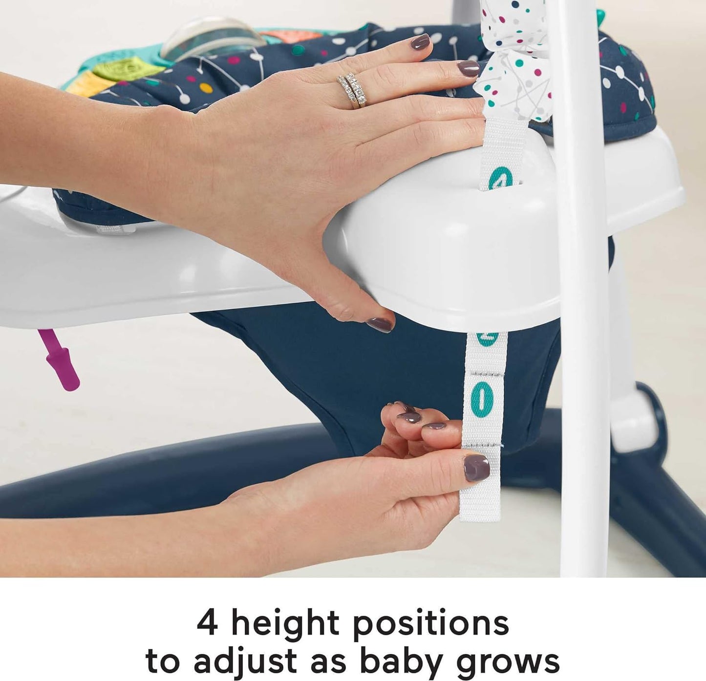Astro Kitty Baby Bouncer and Activity Center with Lights, Sounds, and Space-Saving Folding Frame