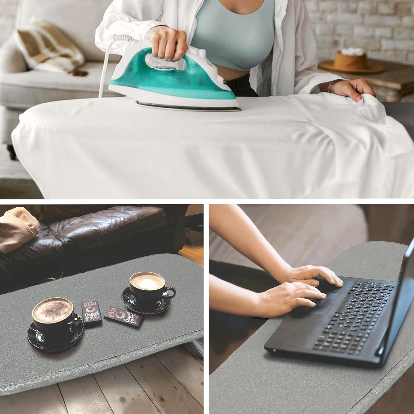 Metal Portable Ironing Board with Heat-Resistant Cotton Cover and Iron Rest, Compact Design for Small Spaces and Travel, 31" x 12", Gray