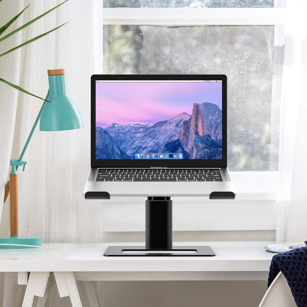 LSX3 Aluminum Laptop Stand, Ergonomic Adjustable Notebook Stand, Riser Holder Computer Stand Compatible with Air, Pro, Dell, HP, Lenovo More 10-15.6" Laptops (Black)
