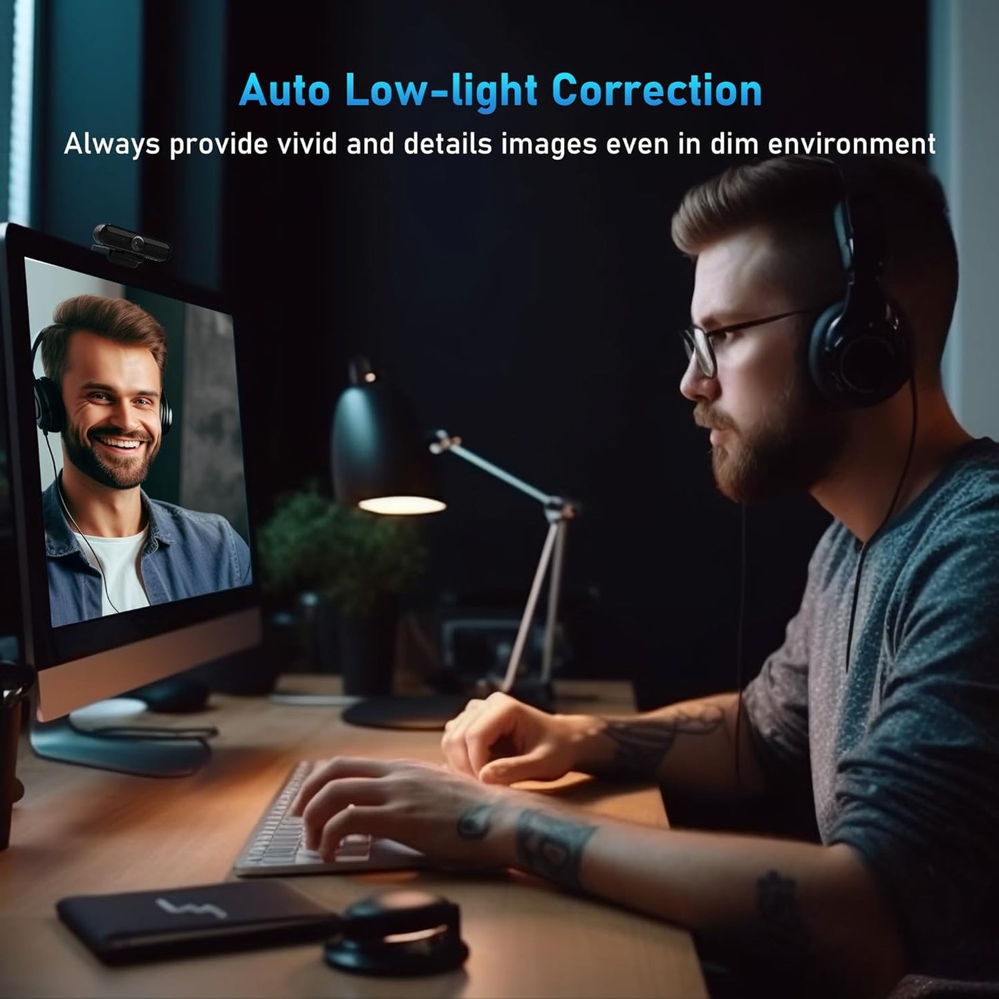 2K High-Definition Webcam with 30FPS Streaming, 1080P at 60FPS, Autofocus, Dual Noise-Cancelling Microphones, and Tripod