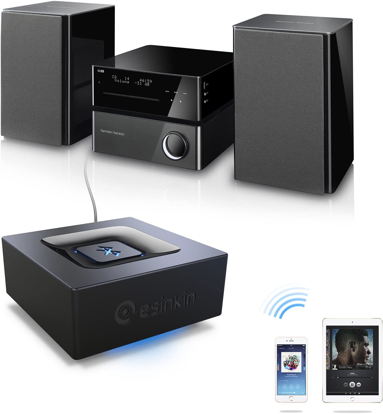Bluetooth Audio Adapter for Wireless Music Streaming, Compatible with Smartphones and Tablets, Bluetooth Receiver for Speakers