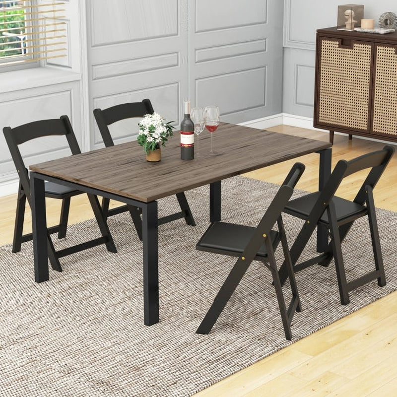 Set of 4 Foldable Dining Chairs with Rubberwood Legs and Cushioned Seats