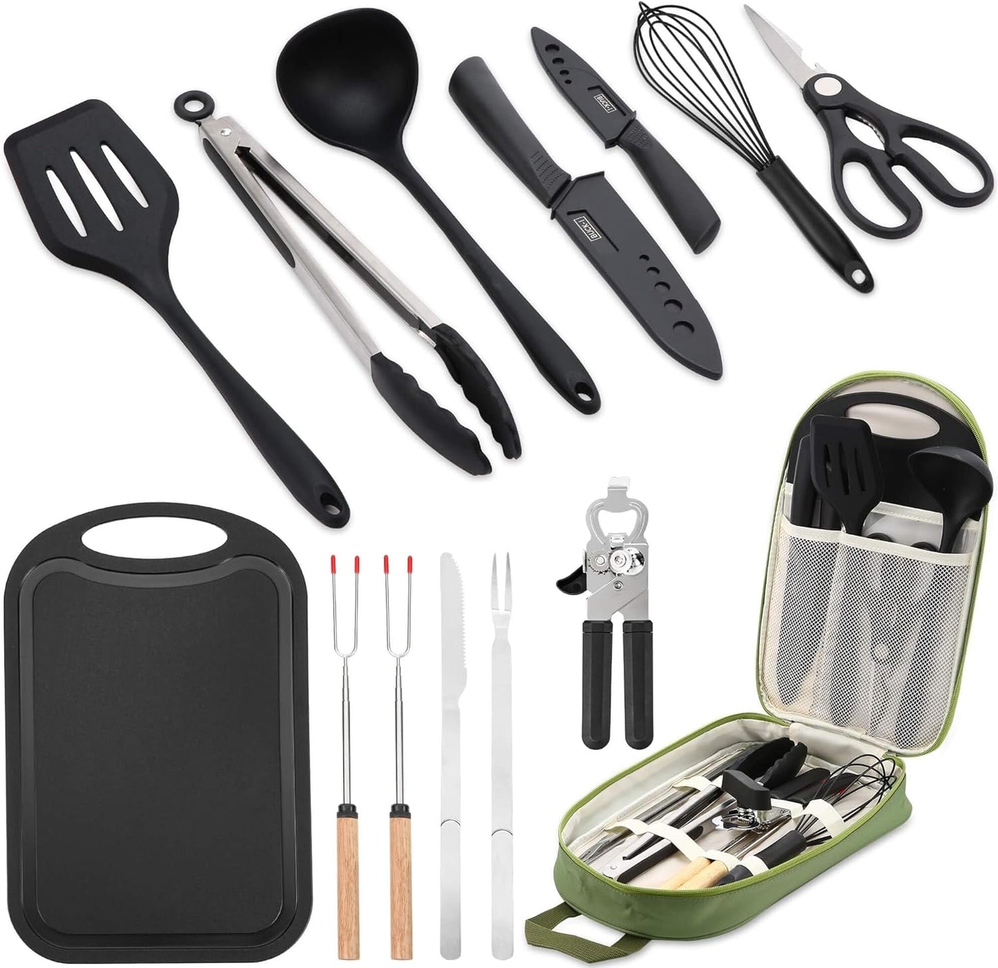 Camping Cooking Cookware Set - Essential Utensils and Accessories for Outdoor Cooking and BBQ, Ideal for Backpacking and Camping Gear