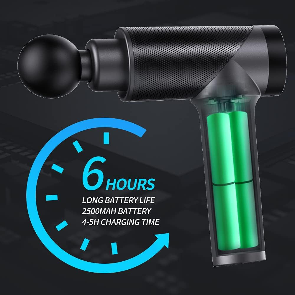 Handheld Electric Deep Tissue Massage Gun with Cordless Design and 6 Speed High-Intensity Vibration Settings
